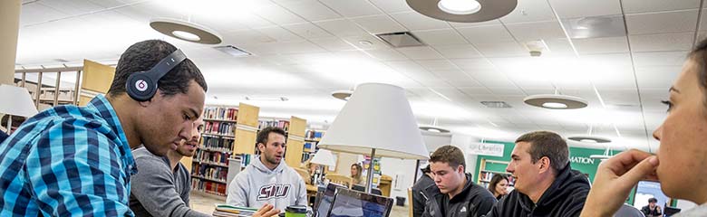 students in the library