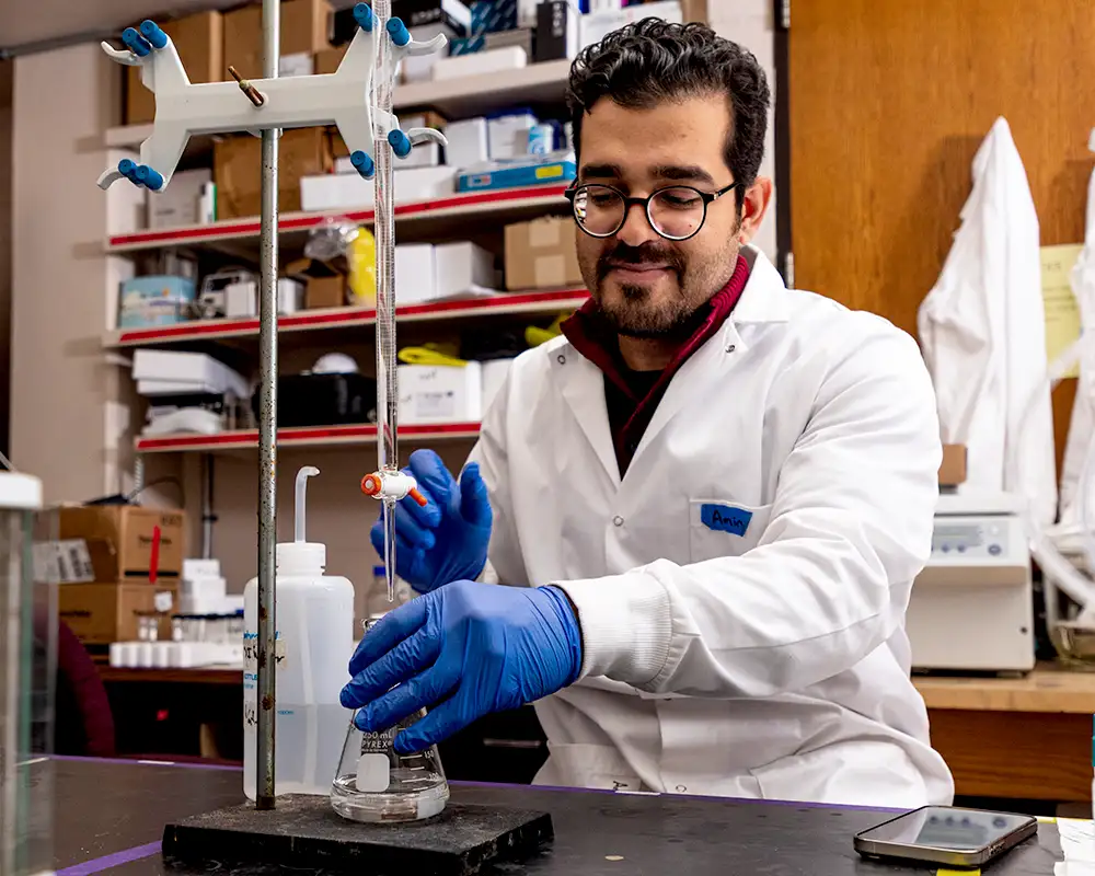 student working in lab