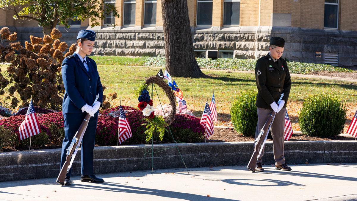 Two cadets stand vigil.