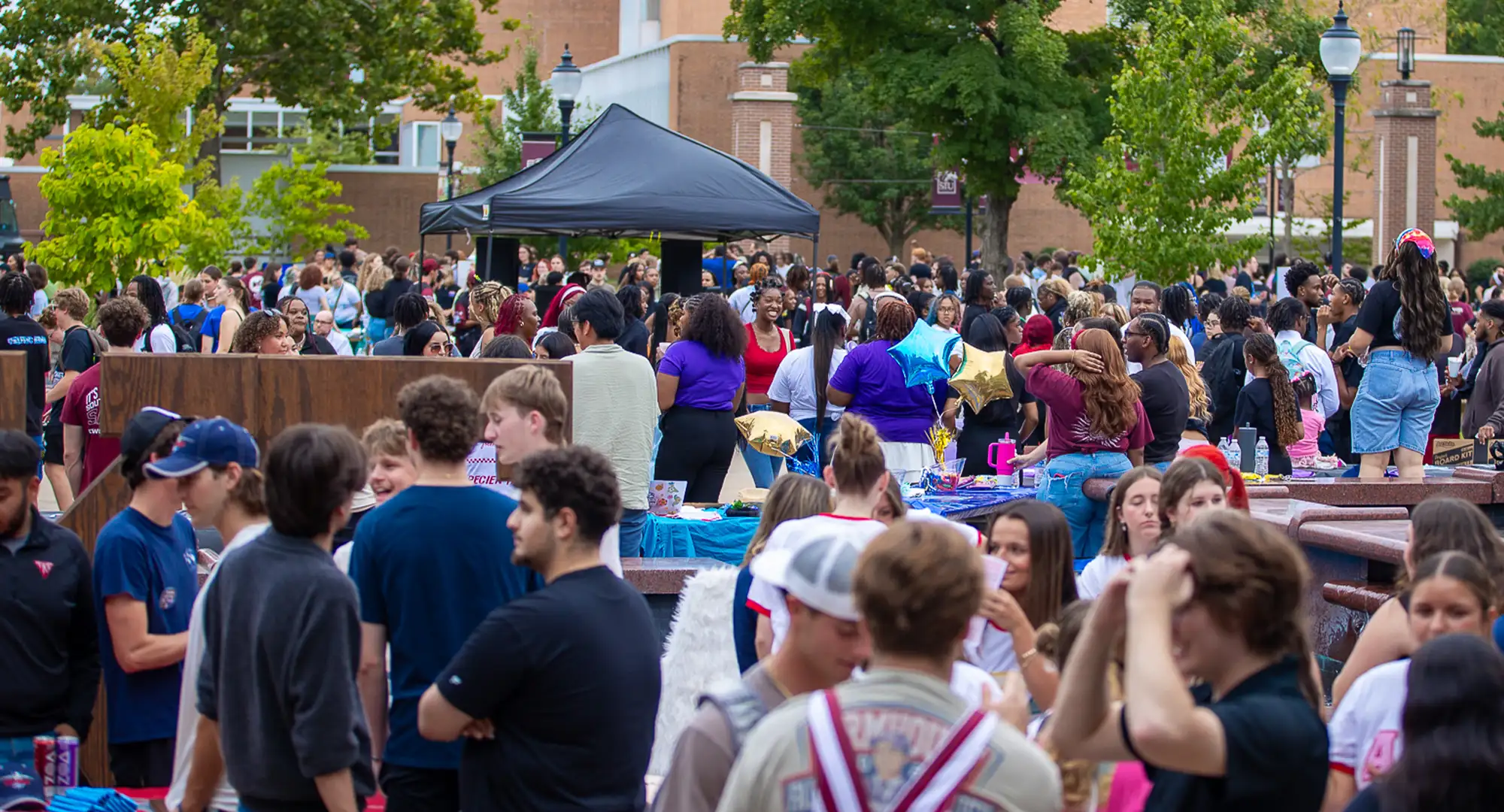Students gather at the involvement fair
