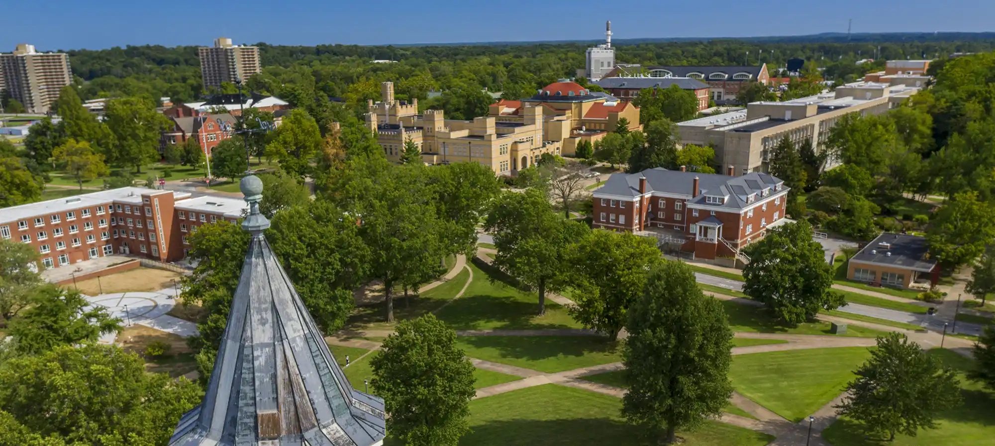 arial view of campus