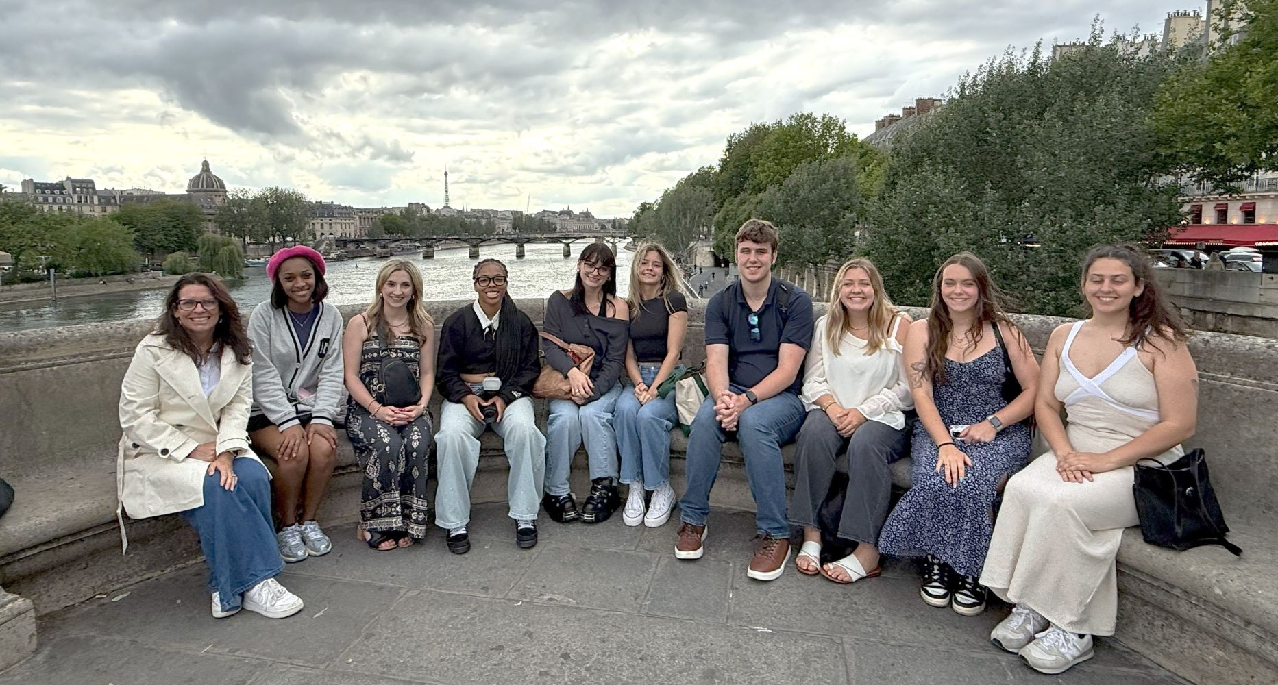 Grenoble group photo by a river